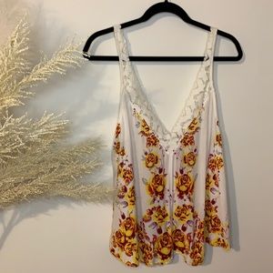 Free People Morning Rose Lace Trim Camisole Tank M